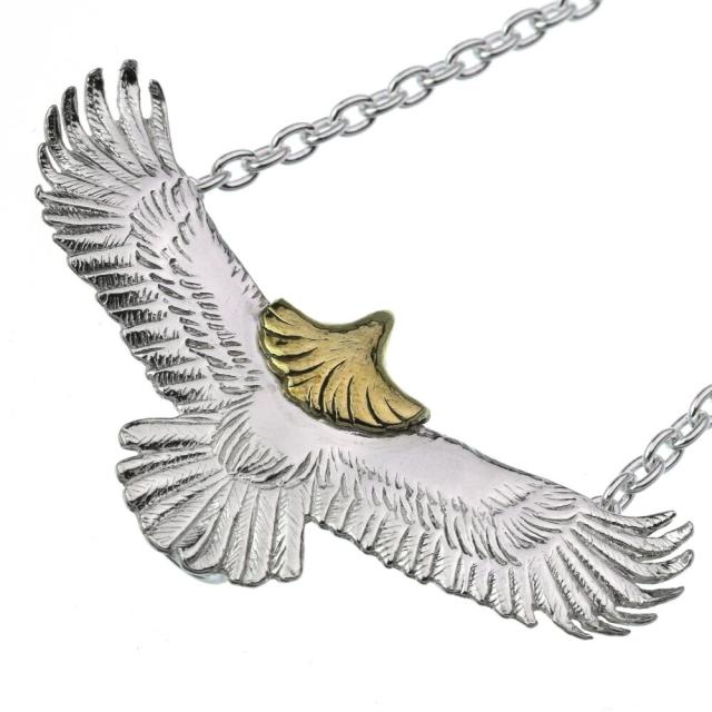 シルバーと金色の羽根ネックレス goro's ボヘミアン 羽根モチーフ