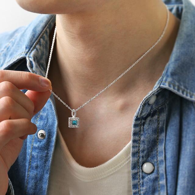 ターコイズ イン ハワイアン スクエア ペンダント シルバーカラータイプ トップのみ ネックレス メンズ シルバー925 アクセサリー Baの通販はau Pay マーケット シルバーアクセサリーbinich