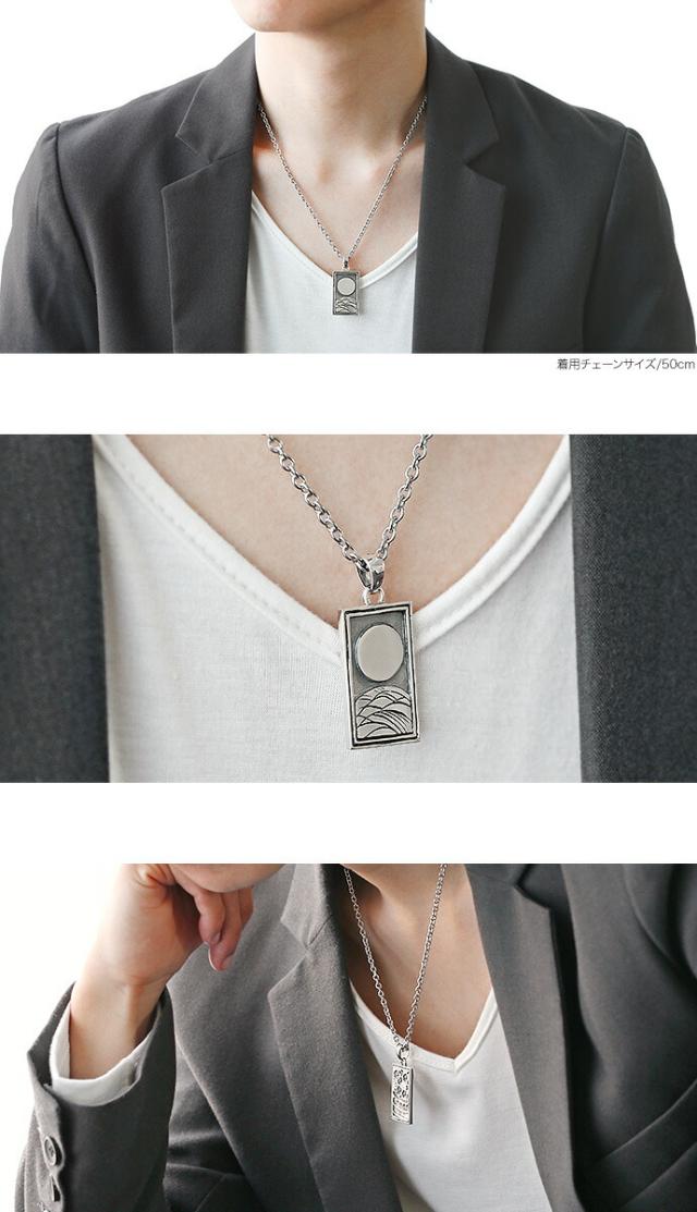 花札モチーフ カード ペンダント ネックレス (3mmアズキチェーン