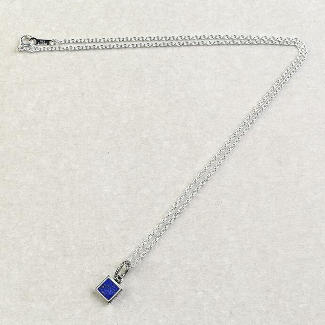 スクエア ラピスラズリ ペンダント ネックレス メンズ (2mmアズキ