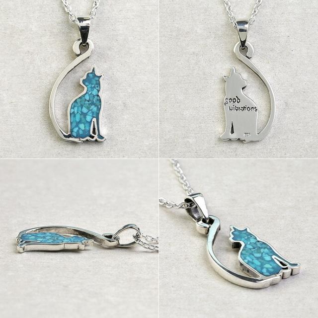 Christian Dior 猫 ターコイズ ネックレス シルバー Christian Dior シルバー 猫 ネックレス ターコイズブルー CAT