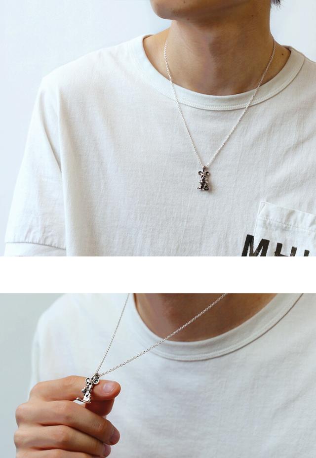 スカルマウスギターペンダント ネックレス メンズ (2mmアズキチェーン付きセット) シルバー925 アクセサリー Binich 20代 30代 40代 50代 プレゼント 男性用 アクセサリー bap-1426_2
