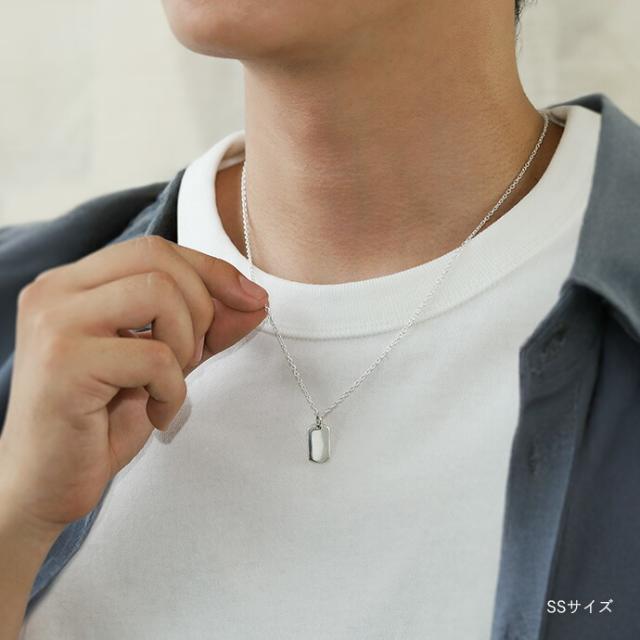 シルバー プレート型タグ ネックレス　メンズ ドッグタグネックレス メンズ レディース シルバー925 チェーンセット
