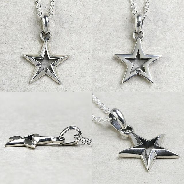 スター フレーム ペンダント ネックレス メンズ (2mmアズキチェーン