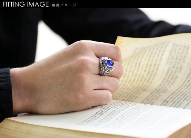 ブルーストーンカレッジリング メンズ 指輪 メンズ シルバー925