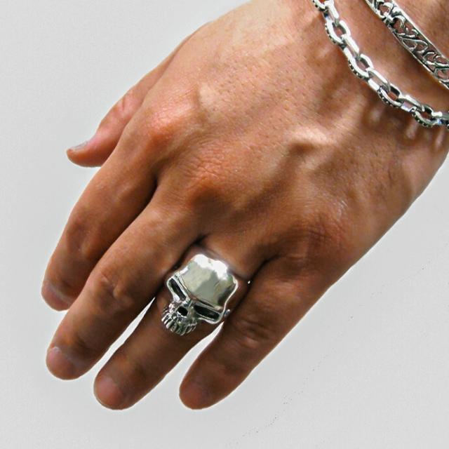 シルバー925 スカル ドクロ リング メンズ 指輪 ゴツめ 太め ガイコツ