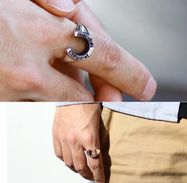 ホースシューリング 指輪 gbh006r 新品 未使用 ブラックジルコニアホースシューリング メンズ 指輪 メンズ 馬蹄