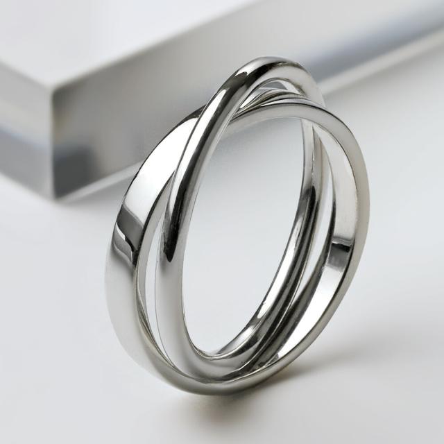 シルバー925 重ね付け風 2連リング メンズ レディース 指輪 細め