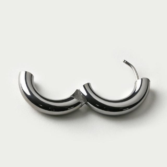 フープピアス メンズ ワイド ステンレス シルバー ブラック ゴールド