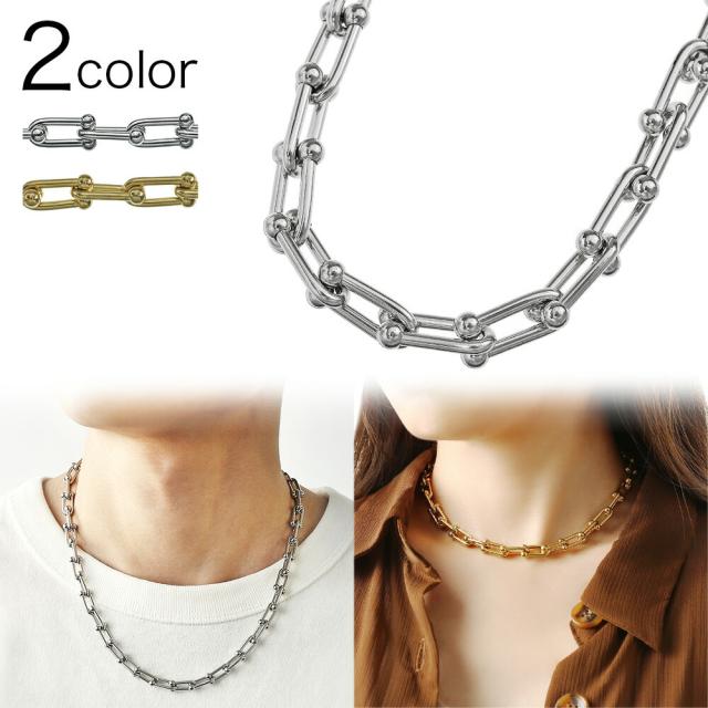 Uチェーンネックレス メンズ レディース アレルギー対応 U型 U字