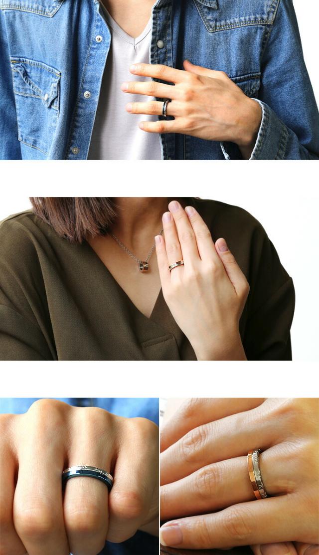 有料刻印可能)(ペア販売)ステンレススチールペアリングA ローマ