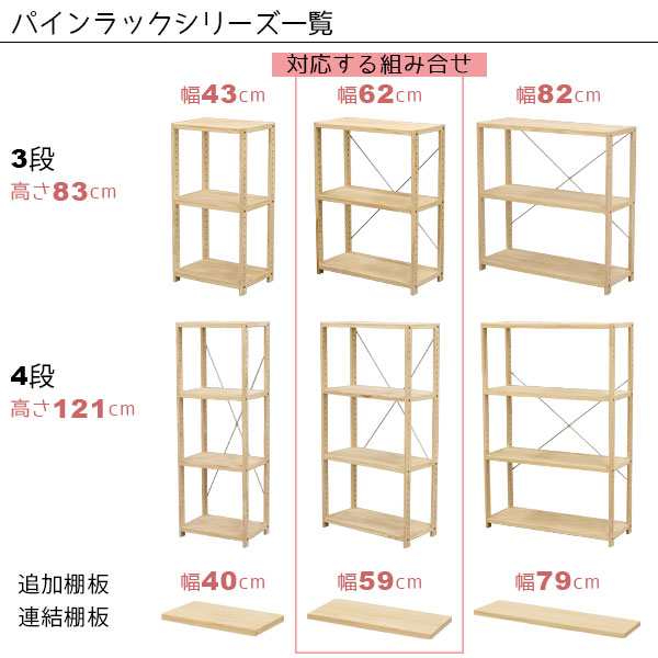 ウッドラック 棚板 のみ 追加棚板 幅59cm 単品 1枚 パインラック