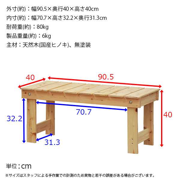すのこ ベンチ 縁台 屋外 濡れ縁 ウッドデッキ ガーデンベンチ 日本製