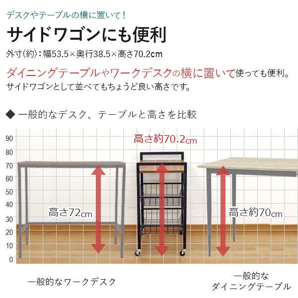 キッチンワゴン 天板付き キャスター付き ヴィンテージ風