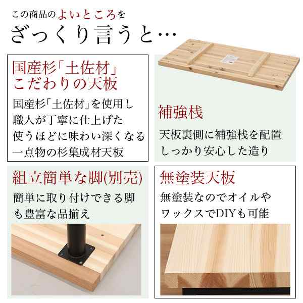 テーブル 天板のみ DIY テーブル天板 日本製 無塗装 無垢材 国産杉 天然木 幅100cm 奥行50cm  厚み3.5cm(補強桟含む厚み7cm)ナチュラル シの通販はau PAY マーケット - インテリアセレクトショップカグト | au PAY  マーケット－通販サイト