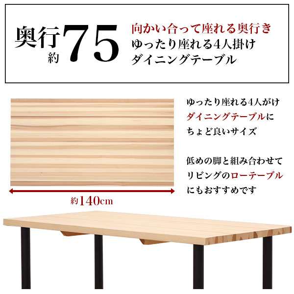 テーブル 天板のみ DIY テーブル天板 日本製 無塗装 無垢材 国産杉 天然木 幅140cm 奥行75cm  厚み3.5cm(補強桟含む厚み7cm)ナチュラル シ｜au PAY マーケット