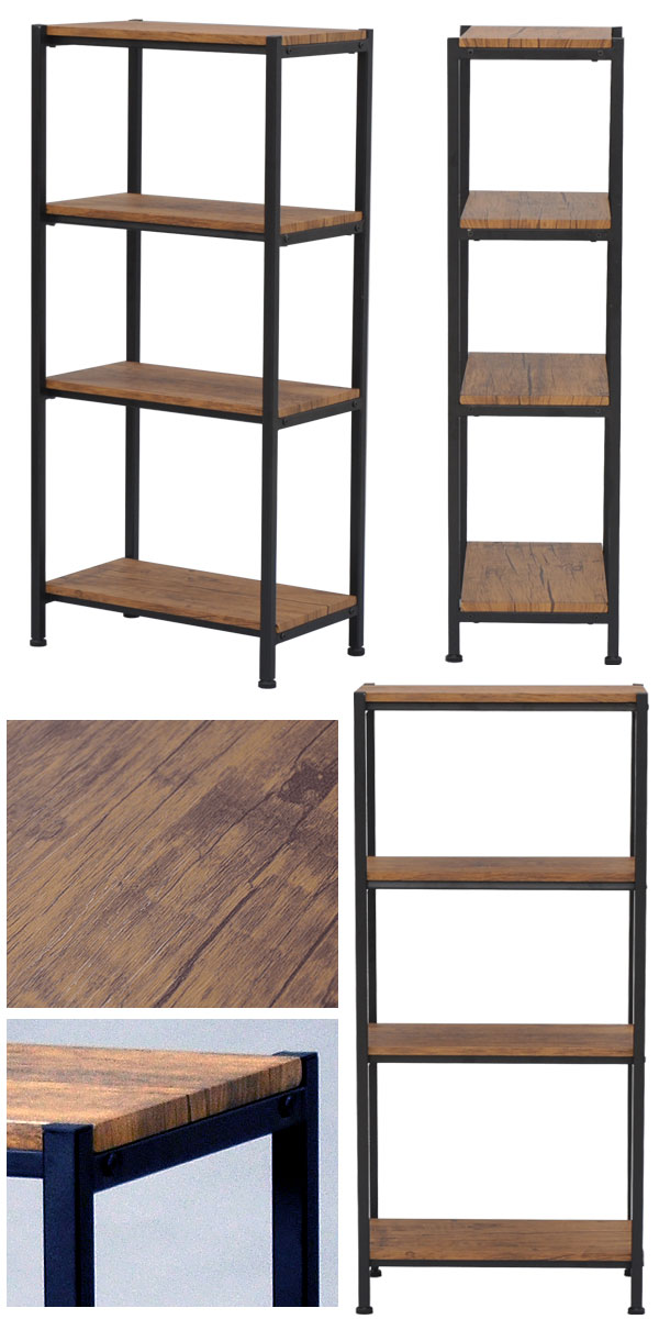 『ブルックリンスタイル デスク&4段ラックセット』ヴィンテージ風ワークデスクとオープンラックのセット(ABX-200_BR*1 + ABX-500_BR*1)の通販は 『ブルックリンスタイル デスク&4段ラックセット』ヴィンテージ風ワークデスクとオープンラックのセット(ABX-200_BR*1 + ABX-500_BR*1)の通販は