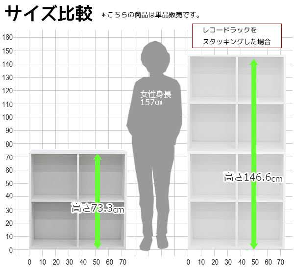 レコードラック2段 2列 レコード 収納 A4サイズ対応 楽譜 図鑑 写真