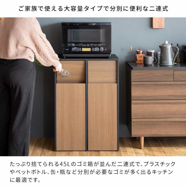 ごみ箱に見えないゴミ箱 おしゃれ 隠しキャスター付き 90リットル(45