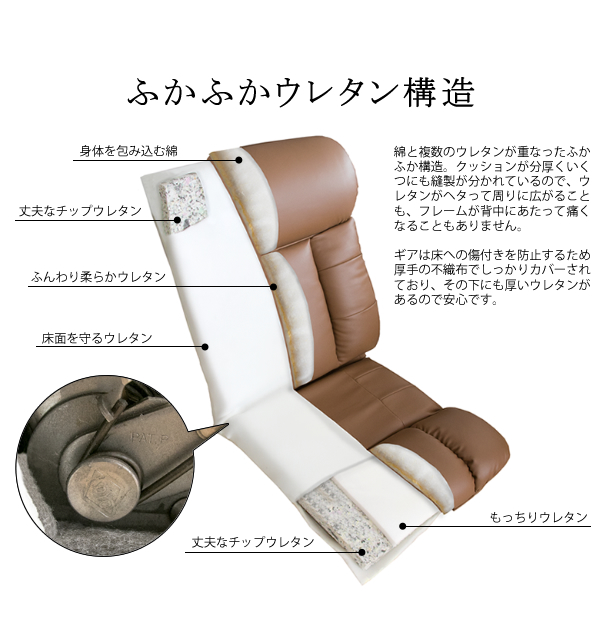 座椅子 ハイバック 薄型 完成品 日本製 国産 レバー式 座ったまま リクライニング 座椅子 おしゃれ フロアチェア フラット 合皮レザー スーパーソフトレザー 幅55cm 奥行64〜125cm 高さ19〜74cm 座面高さ9cm 和室 洋室 リビング こたつ ブラック ブラウン ワインレッド_9