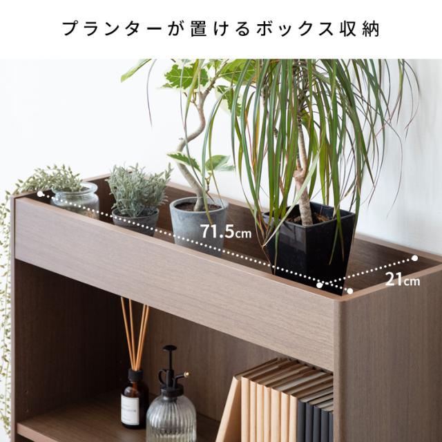 プランタースタンド 室内 収納棚 幅75cm スリム 奥行25cm 水やりしやすい 鉢が落ちない おしゃれ フラワースタンド 観葉植物置き 棚 プランターラック 丈夫 水に強い 省スペース 高さ75cm ディスプレイラック 本棚 サイドボード リビング収納 ナチュラル 木目調 ブラウン_2