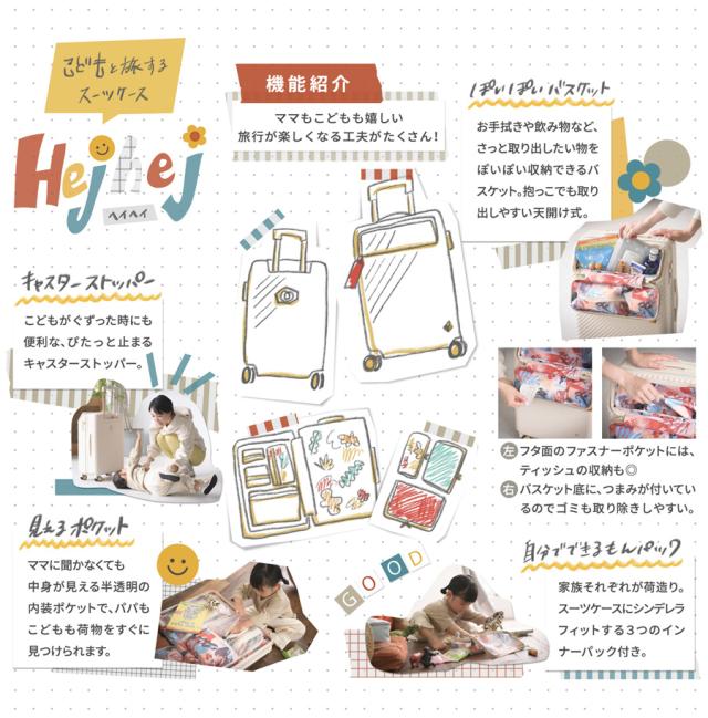 新商品 送料無料 4-5泊の旅に エース(ACE) HaNT/ハント ヘイヘイ Hejhej スーツケース 05182 ジッパーキャリー 70L キャスターストッパー付き トップオープン_3
