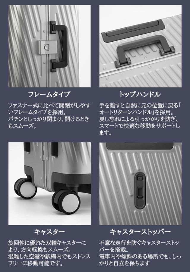 【機内持ち込み】 エーストーキョー アルゴナム3-F スーツケース Sサイズ 33L アルミニウム素材 フレームタイプ 05501 ace. TOKYO ( キャリーバッグ キャリー バッグ ブランド フレーム ストッパー付き ダイヤルロック 出張 ビジネス 旅行 ダブルキャスター ）_1