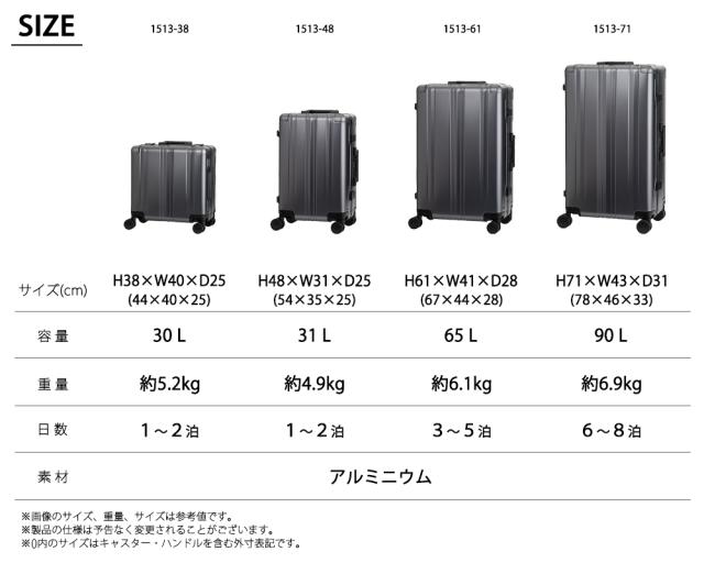 【機内持ち込み可】T&S レジェンドウォーカー ブレイド アルミニウム Sサイズ ハードケース 1513-48 31L キャリーケース スーツケーツ