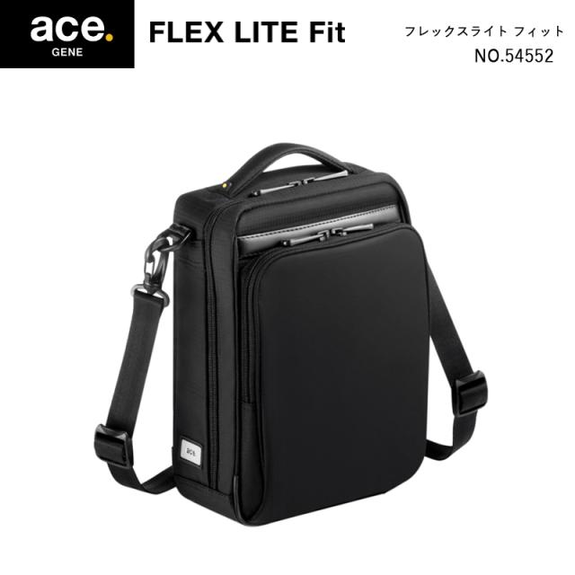 送料無料 エースジーン(ace. GENE LABEL) FLEX LITE Fit フレックスライトフィット 54552 3L ショルダーバッグ ブラック(おしゃれ ace エース コンパクト メンズ デイバッグ かばん 軽量) 12,100円