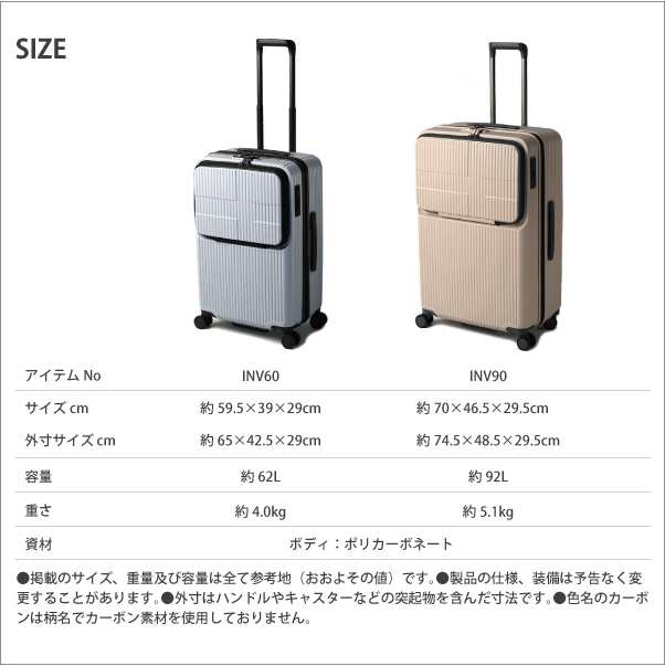 低廉 イノベーター スーツケース 多機能モデル INV60 62L オリーブ