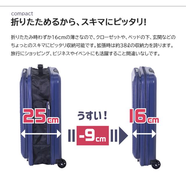 機内持ち込み アジアラゲージ A.L.I Locobox2 スーツケース 18/38L 折りたたみ フロントオープン 拡張機能 簡単 薄い 抗菌 Ali 軽量 ポリカーボネイト ペットボトルホルダー ファスナー LC-5825-18_1
