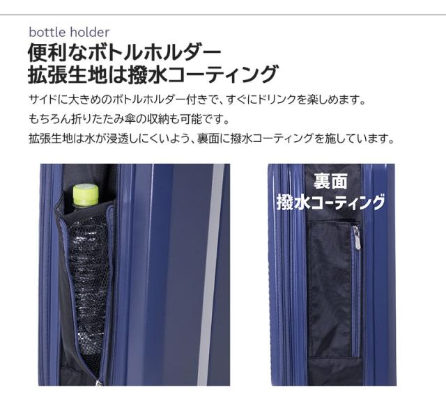 機内持ち込み アジアラゲージ A.L.I Locobox2 スーツケース 18/38L 折りたたみ フロントオープン 拡張機能 簡単 薄い 抗菌 Ali 軽量 ポリカーボネイト ペットボトルホルダー ファスナー LC-5825-18_3