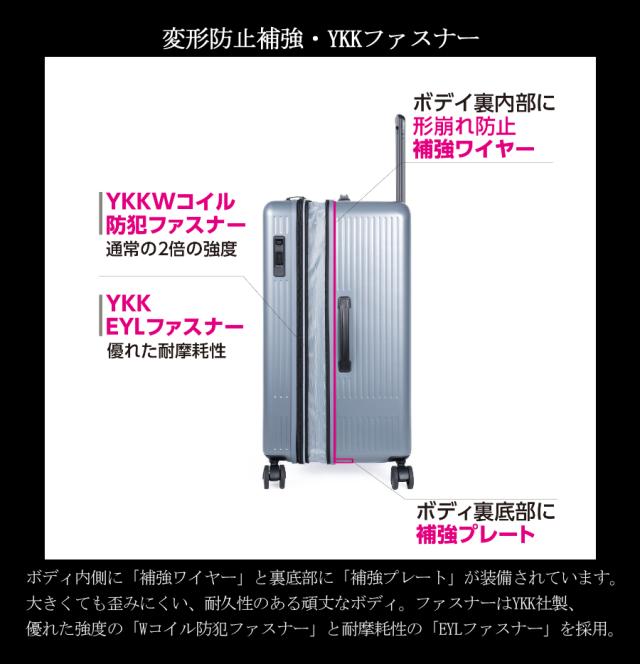 【特大サイズ※無料預入不可】【送料無料】アジアラゲージ MAXBOX 縦長タイプ ジッパーキャリー スーツケース MX-8011TL-28W　100L/114L 拡張機能 大容量 静音キャスター 10泊以上_3