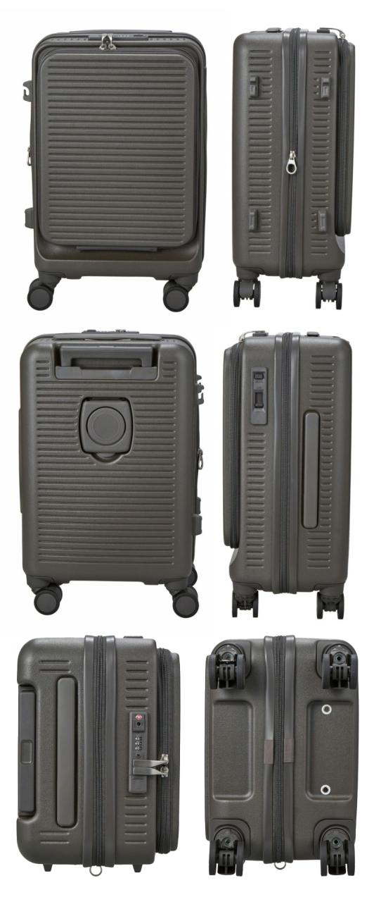 【機内持ち込み可】 シフレ ハピタスプラス RPET スーツケース Sサイズ 32〜37L フロントオープン ストッパー付き ダブルキャスター 静音 カップホルダー 容量拡張 HPL2328-49_7