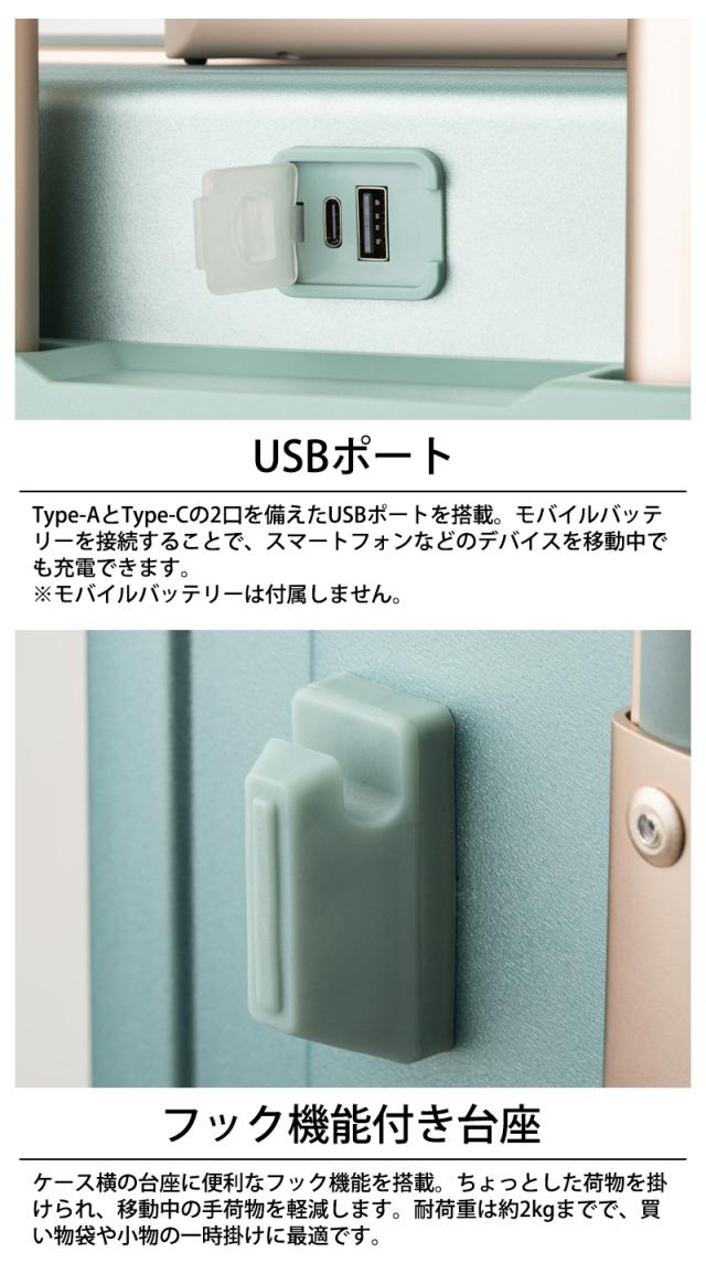 レジェンドウォーカー NEXIS スーツケース Mサイズ 70L 5〜7泊 5903-62 フレームタイプ ポリカーボネート USB充電 ストッパー付き 静音 ダブルキャスター TSAロック 無料受託手荷物_4