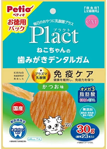 ペティオ　プラクト　ねこちゃんの歯みがきデンタルガム　かつお味　３０ｇｘ３０個（ケース販売）