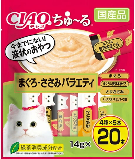 いなばペット　チャオちゅ〜る　まぐろ・ささみバラエティ　２０本入りｘ１６個（ケース販売）SC-496
