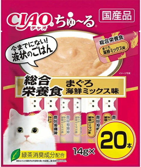 いなばペット　チャオ　ちゅ〜る　総合栄養食　まぐろ　海鮮ミックス味　２０本入りｘ１６個（ケース販売）　SC-199
