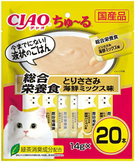 いなばペット　チャオ　ちゅ〜る　総合栄養食　とりささみ　海鮮ミックス味　２０本入りｘ１６個（ケース販売）　SC-200