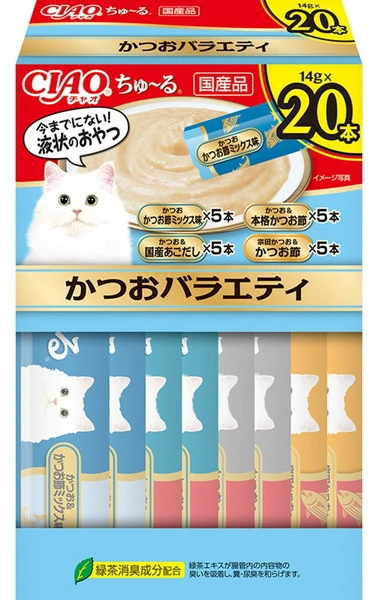 いなばペット　チャオちゅ〜る　かつおバラエティ（ＢＯＸ）　２０本ｘ１６個（ケース販売）　SC-492