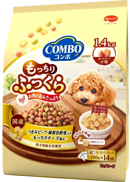 日本ペット　コンボ　ドッグ　もっちりふっくら　うまみビーフ・もっちりチーズ添え　１．４ｋｇｘ６個（ケース販売）