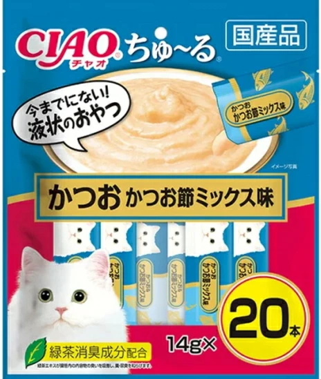 いなばペット　チャオ　ちゅ〜る　かつお　かつお節ミックス味　１４ｇｘ２０本入りｘ１６個（ケース販売）　SC-130