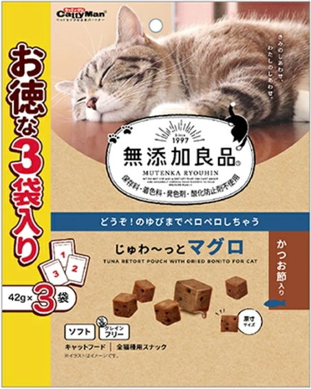 ドギーマンハヤシ　無添加良品　じゅわ〜っとマグロ　かつお節入り　４２ｇｘ３袋入りｘ３６個（ケース販売）