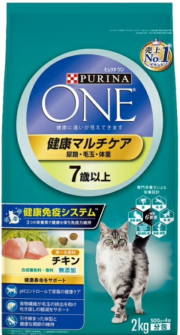 ネスレピュリナ　ピュリナワン　キャット　健康マルチケア　７歳以上　チキン　２ｋｇｘ６個（ケース販売）