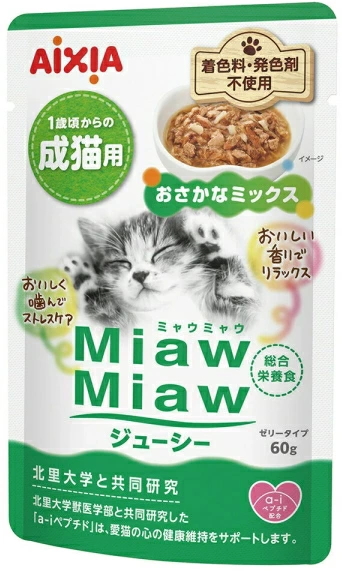 アイシア　ＭｉａｗＭｉａｗジューシー　おさかなミックス　６０ｇｘ１２０個（ケース販売）