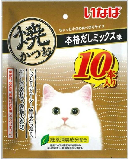 いなばペット　焼かつお　本格だしミックス味　１０本ｘ１２個（ケース販売）ＱＳＣ−２５７
