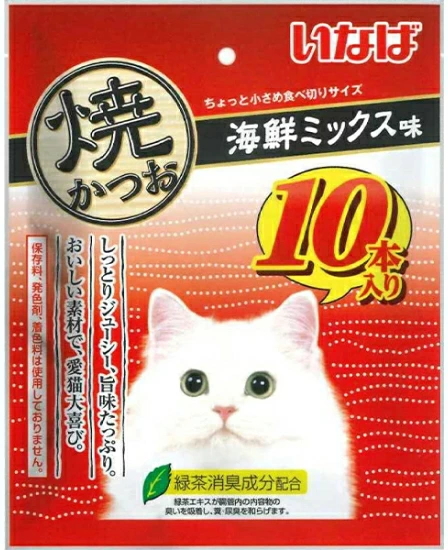 いなばペット　焼かつお　海鮮ミックス味　１０本ｘ１２個（ケース販売）ＱＳＣ−２５６