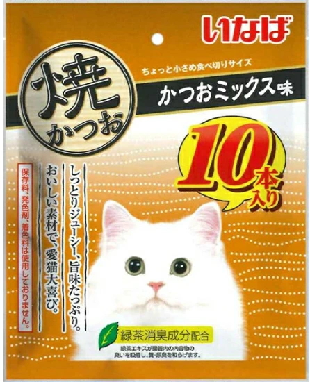 いなばペット　焼かつお　かつおミックス　１０本入りｘ１２個（ケース販売）ＱＳＣ−２５３