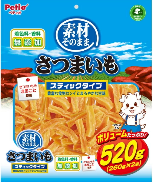 ペティオ　素材そのまま　さつまいも　スティックタイプ　５２０ｇｘ１２個（ケース販売）