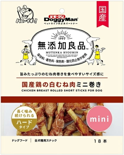 ドギーマンハヤシ　無添加良品　国産鶏の白むね肉ミニ巻き　１８本ｘ３６個（ケース販売）